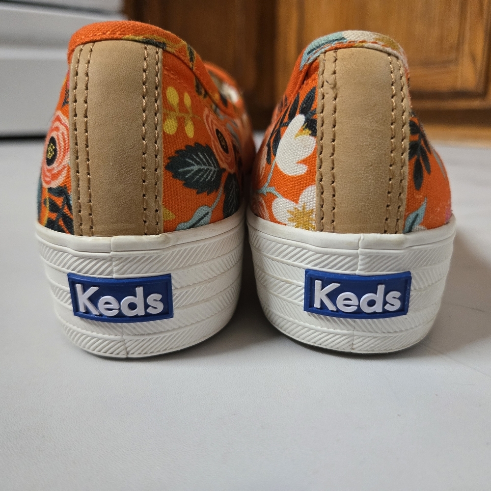 Keds x Rifle Paper Company Orange Floral Slip On Shoe Size 6 - Picture 3 of 7